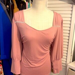 Adrienne Vittadini Pink Embellished Top